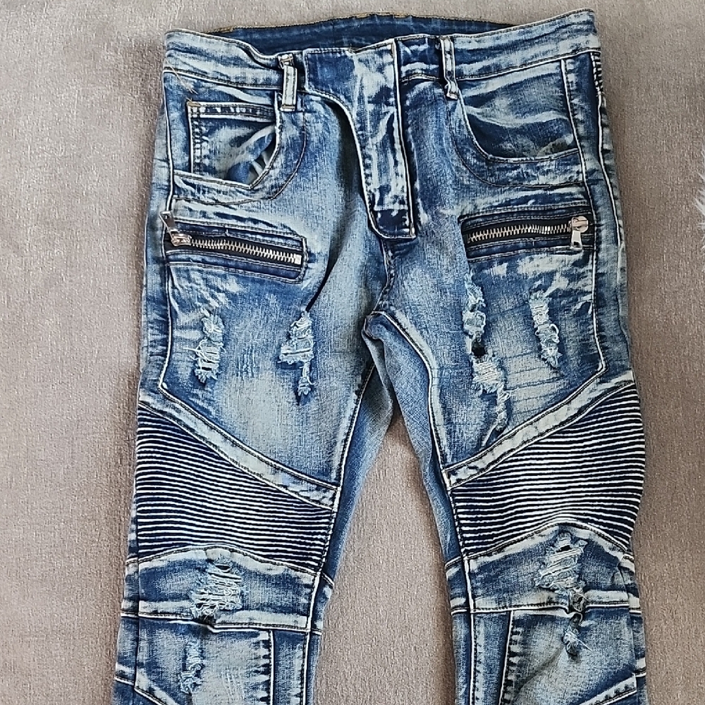 Distressed Blue Jeans
